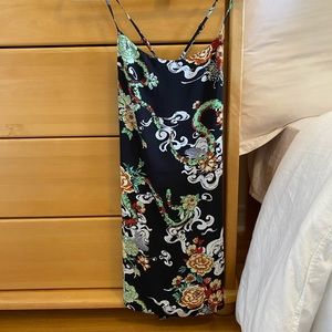 Aritzia Talula Black Pattern Mini Dress Open Back (size XXS)